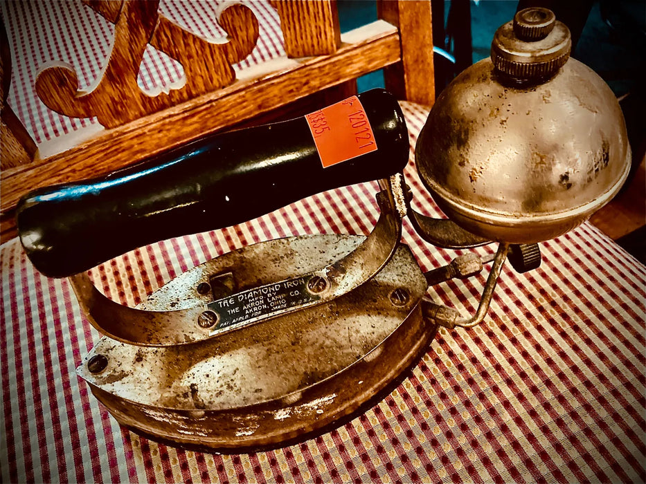 The diamond iron. the Akron lamp co. vintage iron 26725
