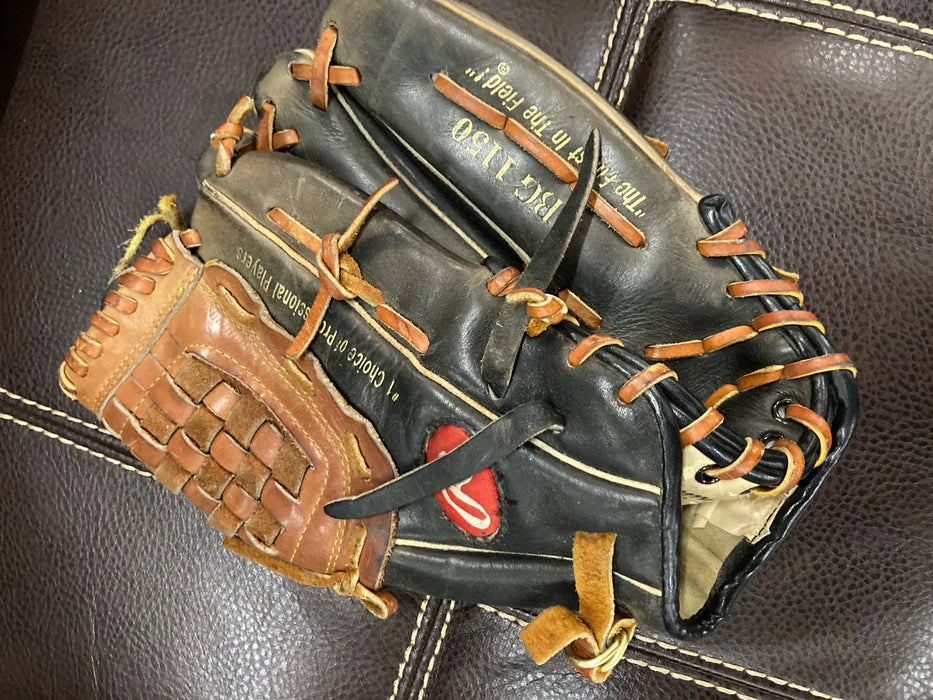 Rawlings black leather lefty baseball glove "RBG1150" left hand 26572