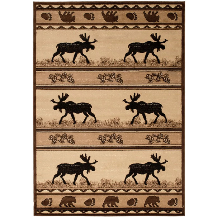 Persian Weavers Lodge 365 bear moose round rug 6x6 NEW PW-LD-3656x6