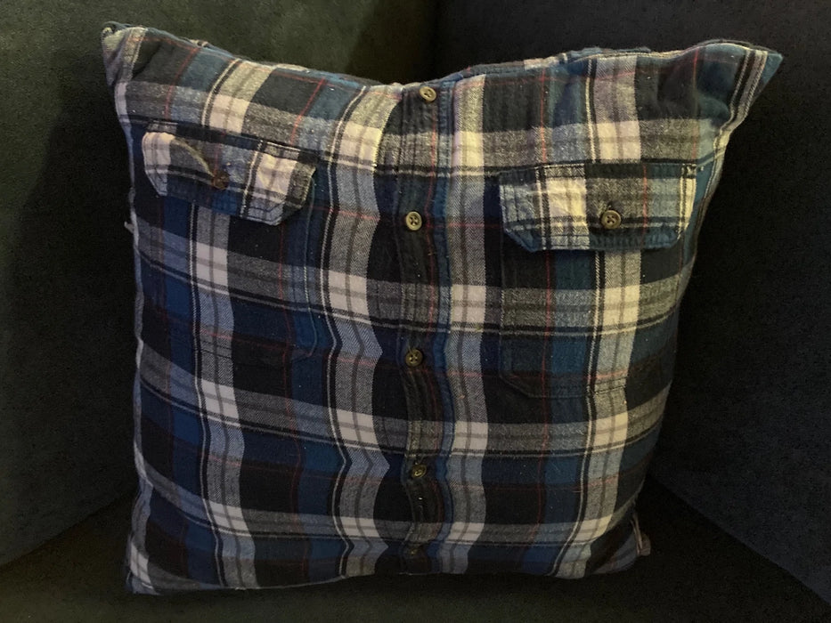 Flannel blue shirt pillow 27073