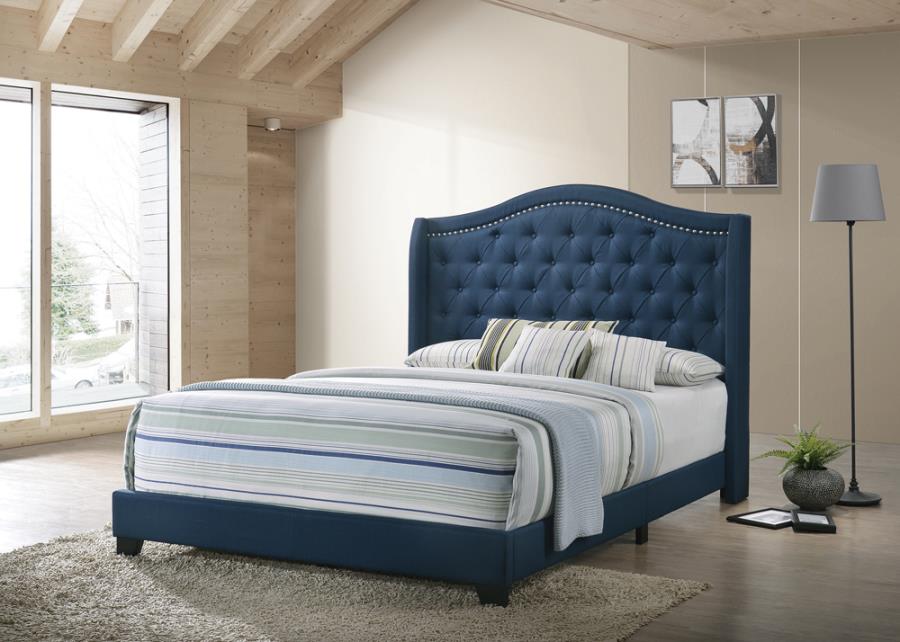 Sonoma upholstered tufted nail studded full bed dark blue NEW SPECIAL ORDER CO-310071Q