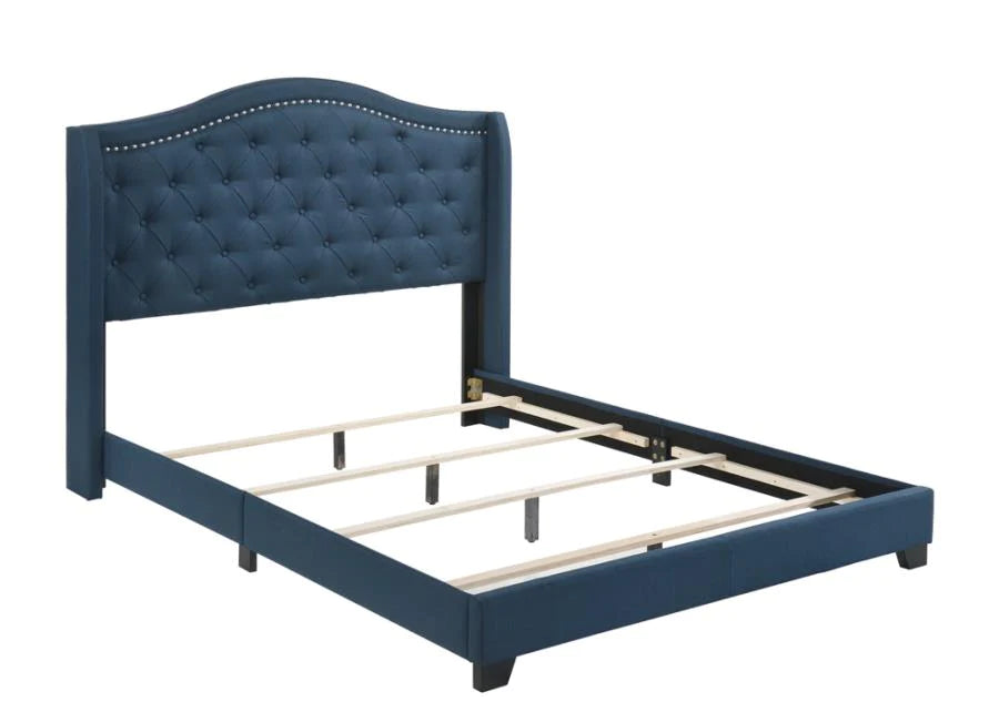 Sonoma upholstered tufted nail studded queen bed dark blue NEW SPECIAL ORDER CO-310071Q