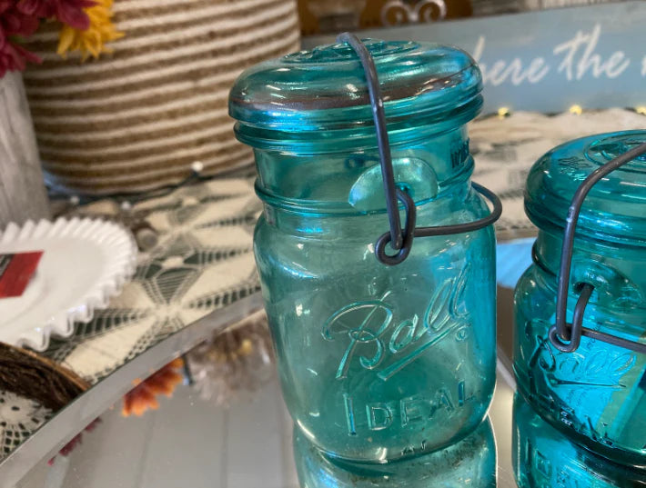 Blue ball glass jar, medium 27113