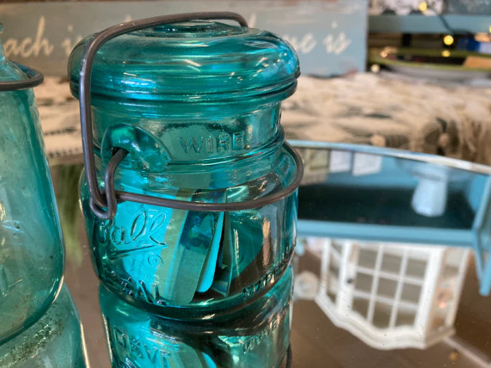 Blue ball glass jar, small 27114