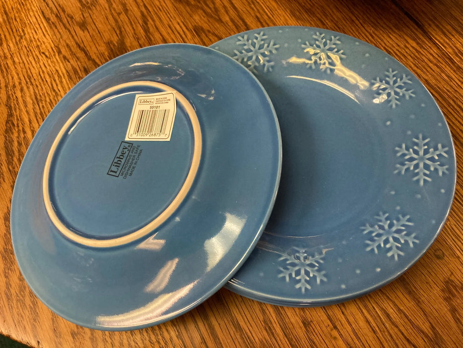 Blue ceramic snowflake appetizer plates 27271