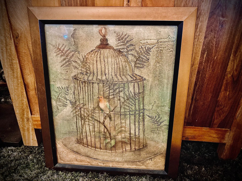 Albena Hristova bird in cage framed picture 26886
