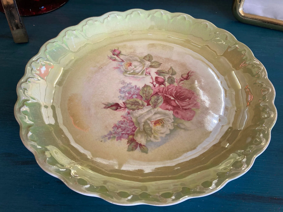 Green floral serving dish/large plate 27238