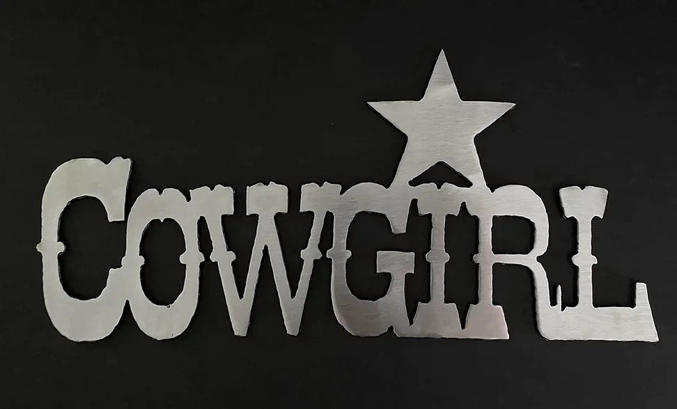 Cowgirl w/ star western hand crafted metal sign decor MS-1001
