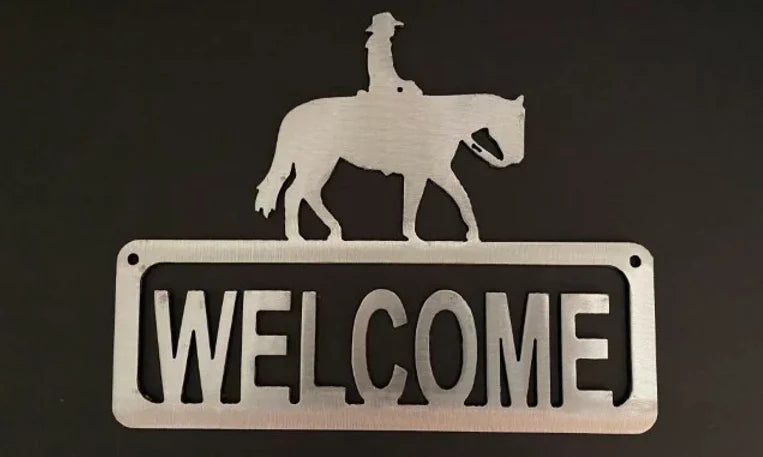 Cowboy horse metal welcome sign western hand crafted decor MS-1004