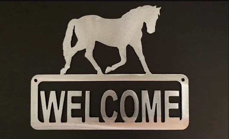 Trotting horse metal welcome sign western hand crafted decor MS-1005