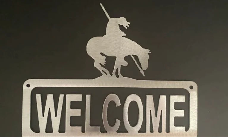 End of the trail welcome sign western hand crafted metal decor MS-1007