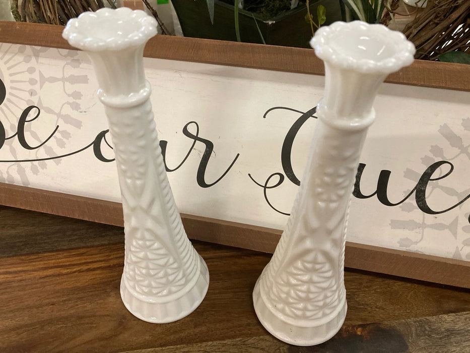 Milk glass candle holders 27284