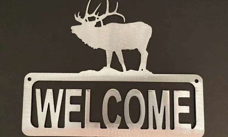 Elk welcome sign wilderness hand crafted metal decor MS-1018
