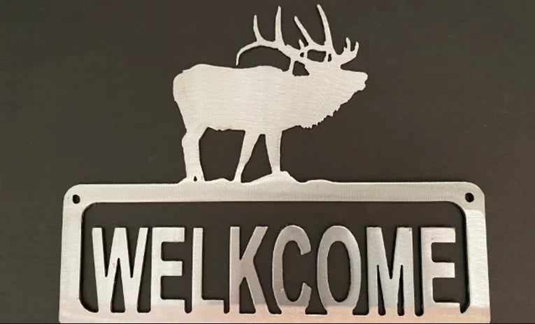 Calling elk welcome "welkcome" sign wilderness hand crafted metal decor MS-1020