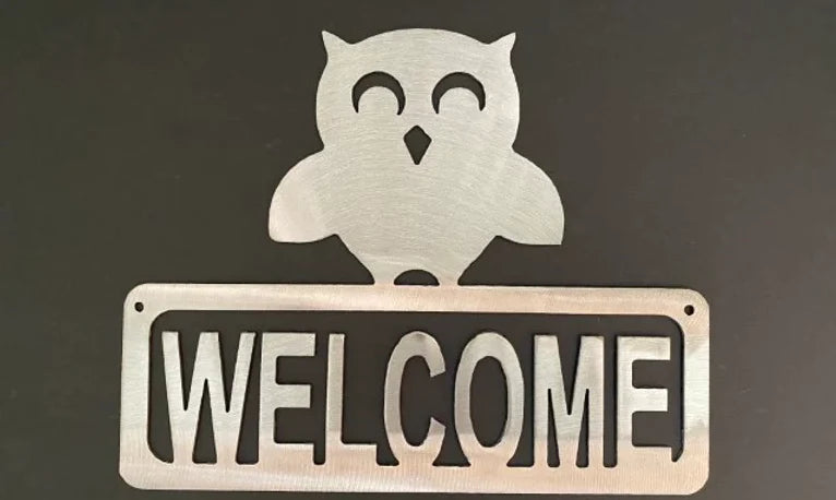 Owl welcome sign hand crafted metal decor MS-1022