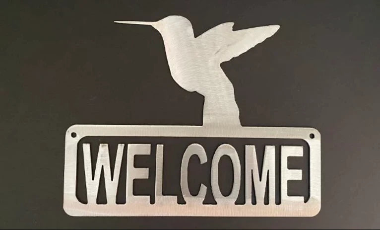 Hummingbird welcome sign hand crafted metal decor MS-1023