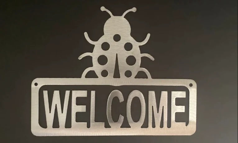 Ladybug welcome sign hand crafted metal decor MS-1024