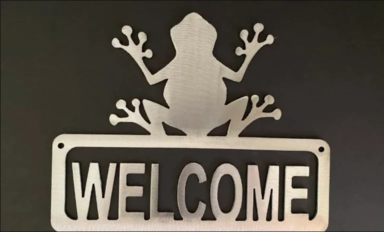 Gecko lizard welcome sign hand crafted metal decor MS-1026