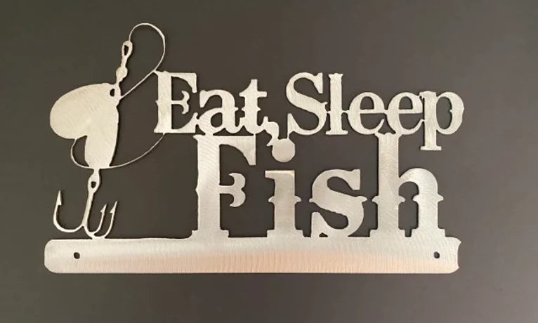 Eat sleep fish fishing sign hand crafted metal decor MS-1029