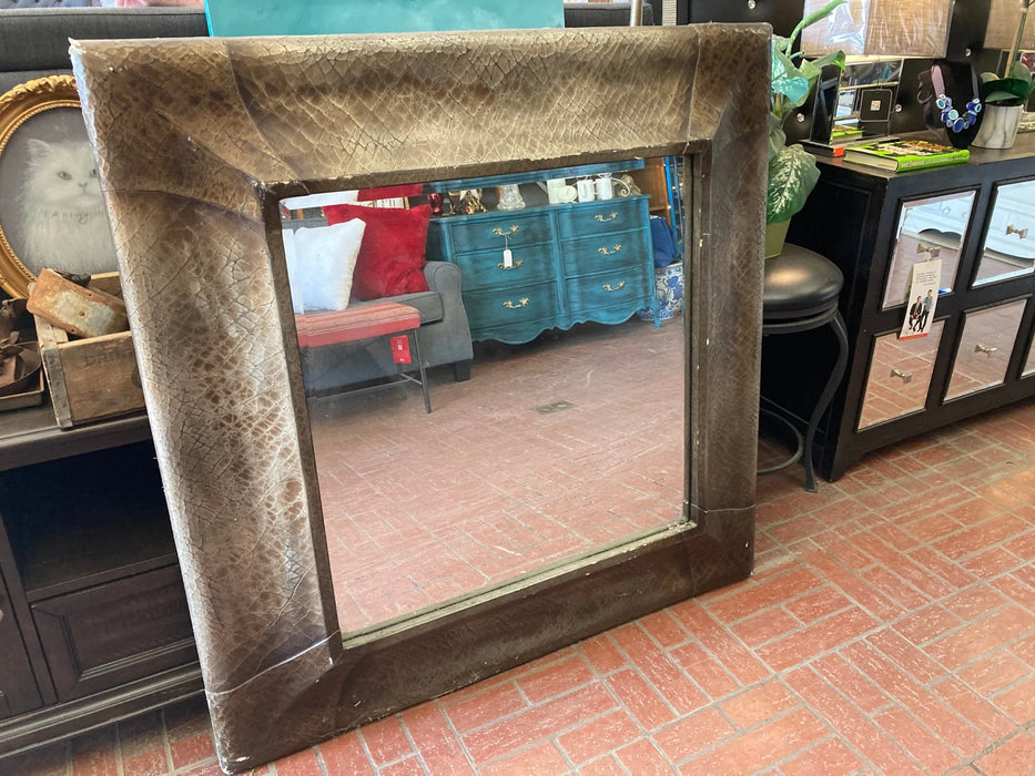 Large mirror w/ thick faux leather frame 27403