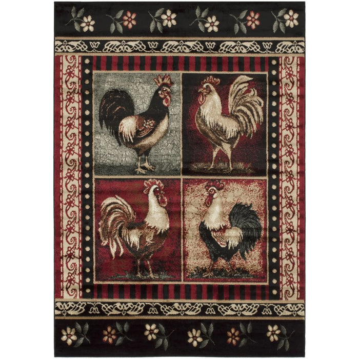 Persian Weavers Lodge 379 rooster rug 4x6 NEW PW-LD-3794x6