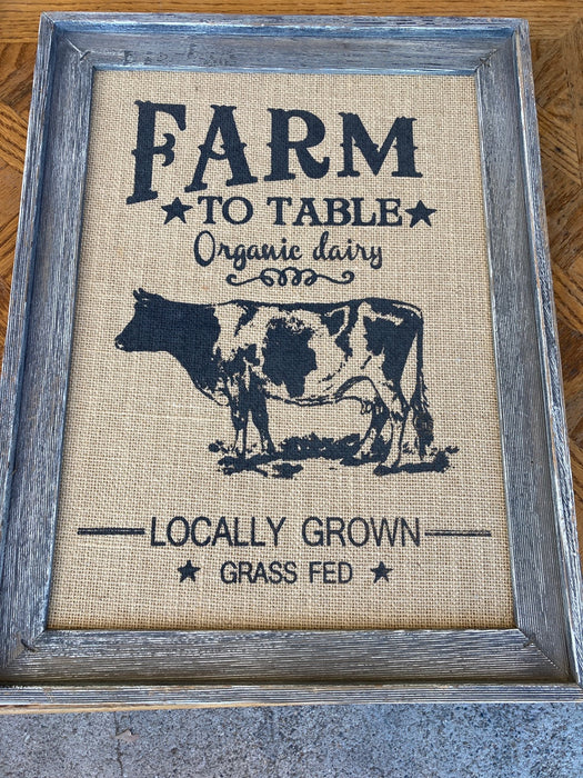 Farm to table burlap sign 27417