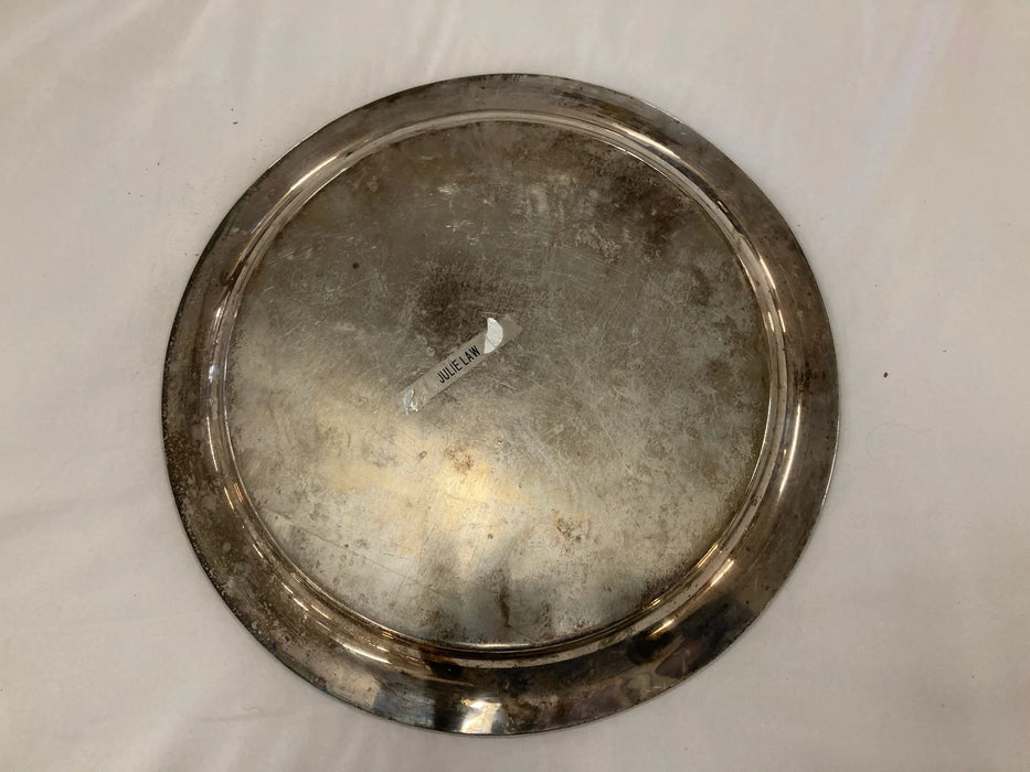 Plated silver round serving tray 27626