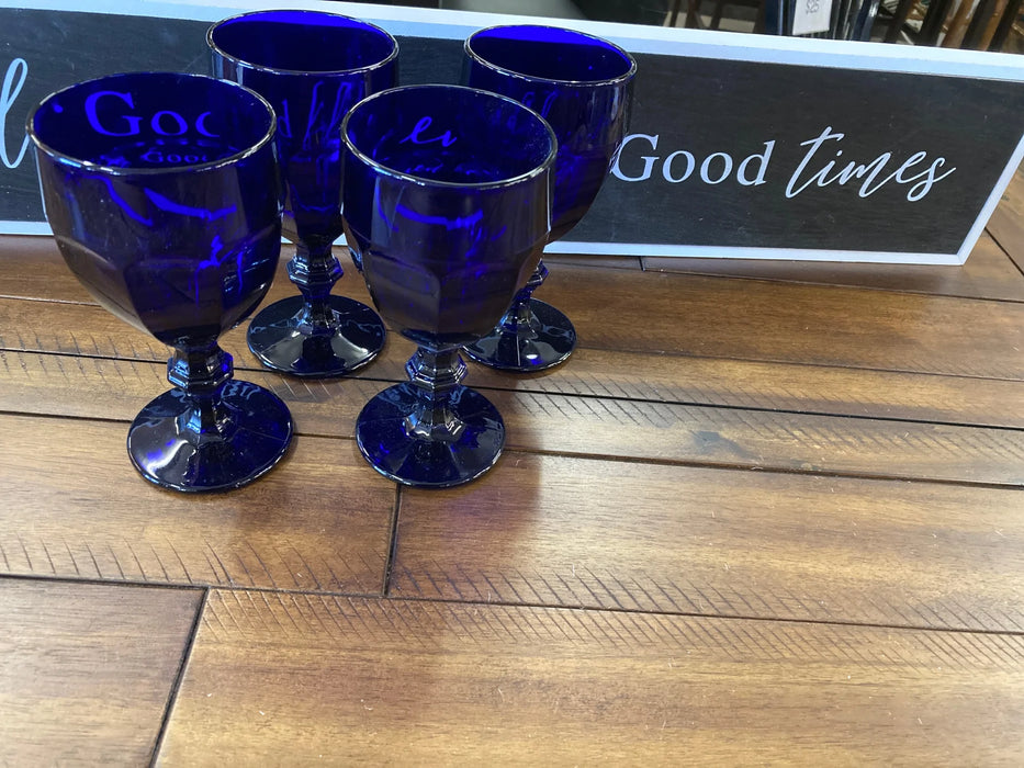 Blue cobalt glass goblets 27637