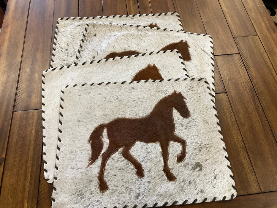 Cowhide and leather large horse placemats GL-20001
