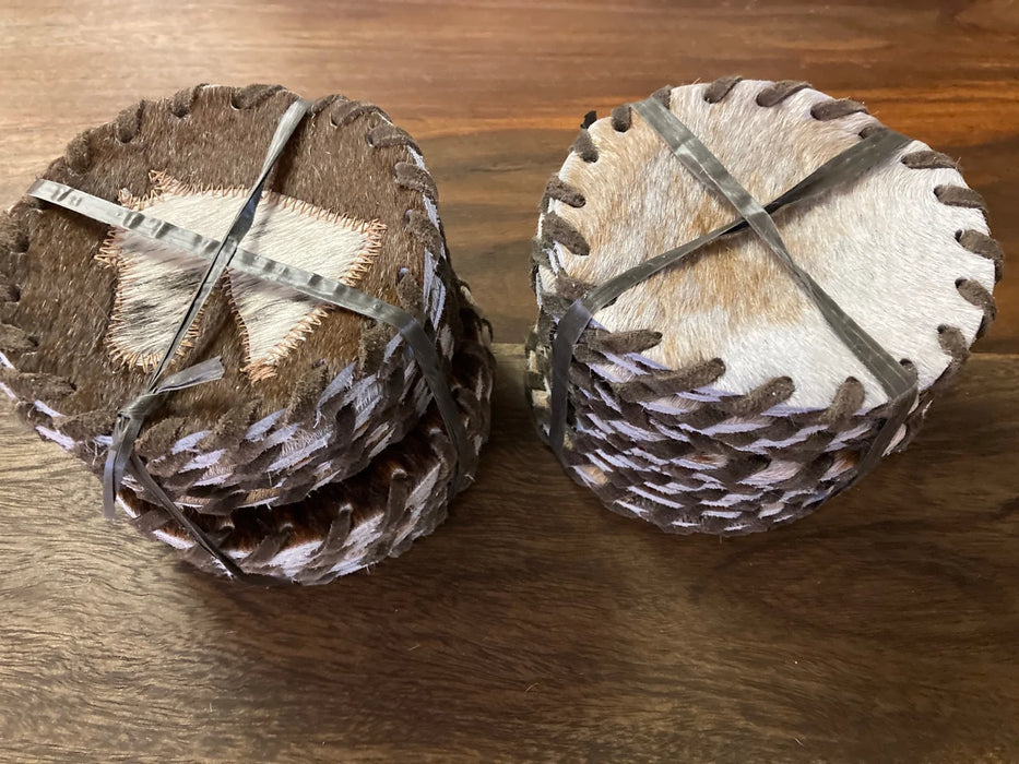 Cowhide and leather coasters GL-20007