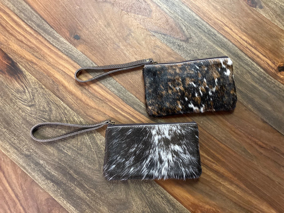 Cowhide and leather wristlet bag GL-20010