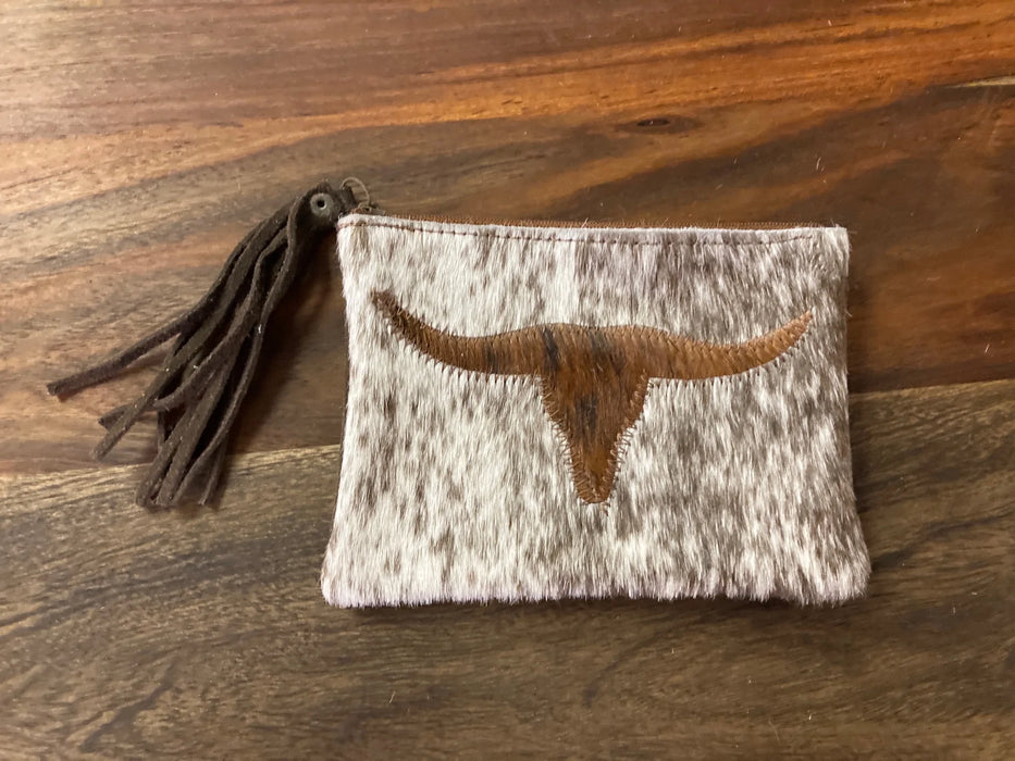 Cowhide and leather small cosmetic bag with tassle GL-20012