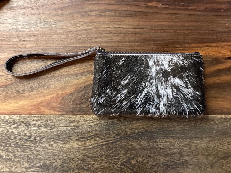 Cowhide and leather wristlet bag GL-20010