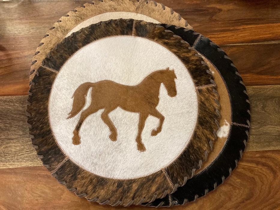 Cowhide and leather round placemats GL-20005
