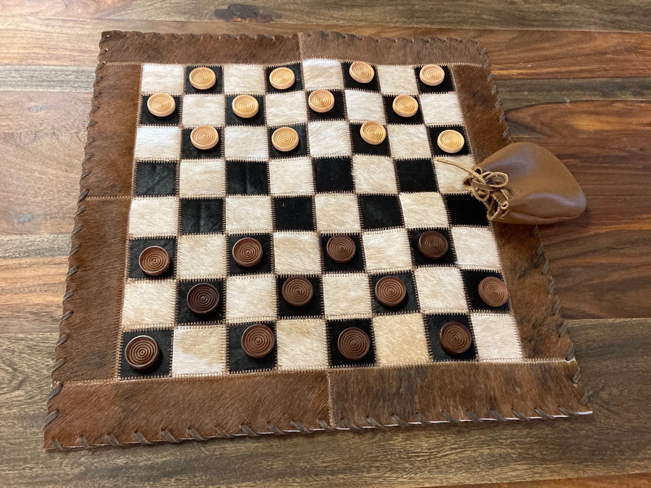 Cowhide and leather checkerboard set GL-20004