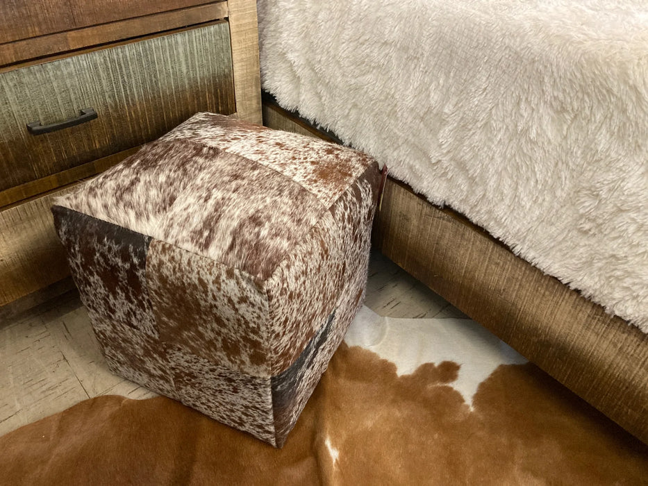 Brindle cowhide pouf cube/ottoman, exotic pattern BS-40031