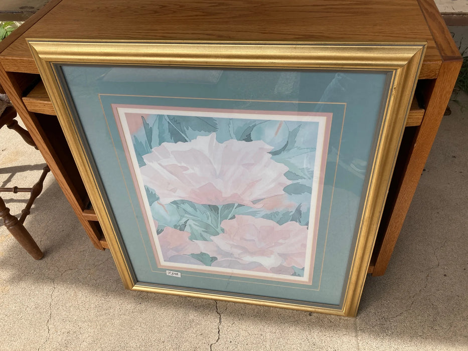 Framed floral matted printed 27841