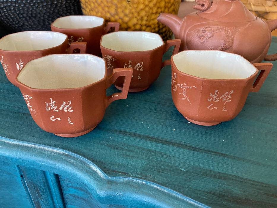 Chinese Yixing Zisha clay teacups 5pc set 27864