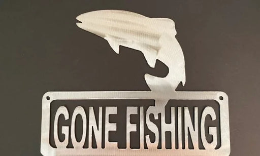 Gone fishing w/ fish metal sign hand crafted decor MS-1058