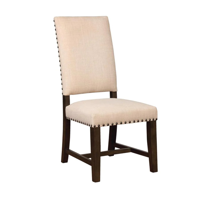 Twain parsons nail studded dining chairs wood fabric beige NEW CO-109143