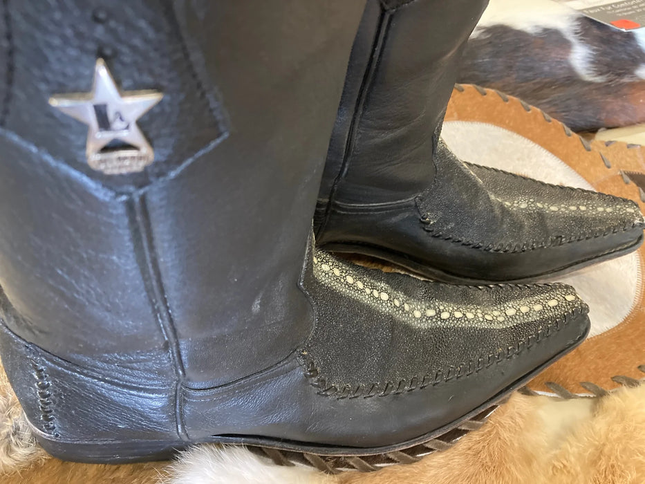 Los Altos boots men's size 10EE, USA, black alligator painted toe 27956
