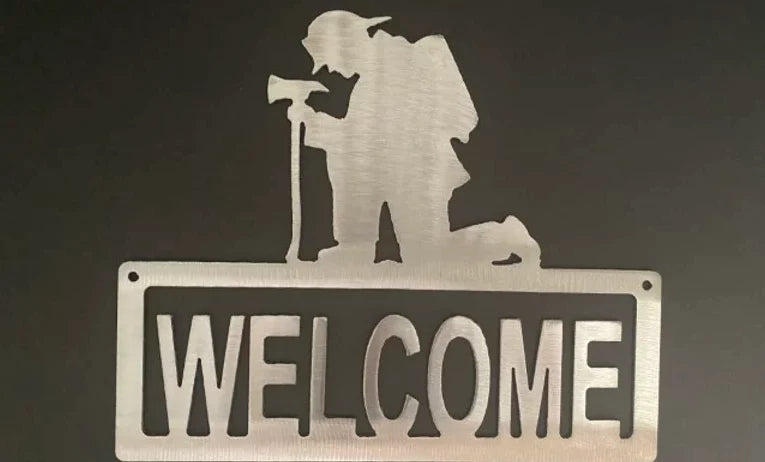 Firefighter welcome metal sign hand crafted decor MS-1032