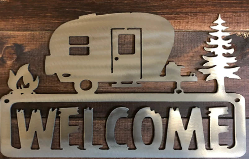Camping camper welcome metal sign hand crafted decor MS-1044