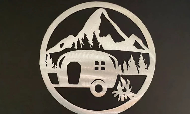 Camping mountains camper metal sign hand crafted decor MS-1042