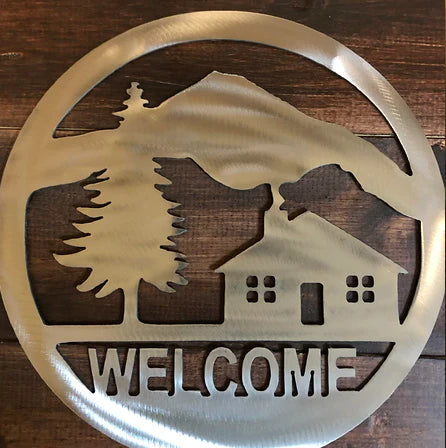 Cabin welcome metal sign hand crafted decor MS-1096