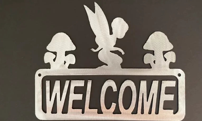 Fairy & mushroom welcome metal sign hand crafted decor MS-1078