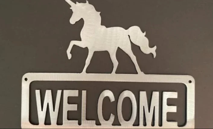 Unicorn welcome metal sign western hand crafted decor MS-1080