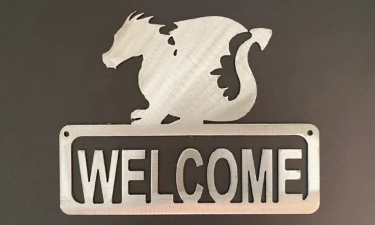 Dragon welcome metal sign western hand crafted decor MS-1077