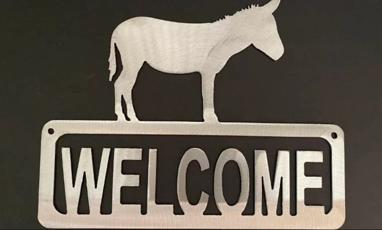 Donkey welcome metal sign western hand crafted decor MS-1075