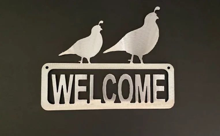 Quail crossing welcome metal sign western hand crafted decor MS-1073